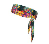 WHJSSF Foulard sportivo double-face colorato con motivo di auguri di compleanno, per donne e uomini, regolabile per tutte le circonferenze della testa