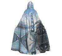 WHJSSF Gabbiano sul ponte, mantello con cappuccio per Halloween, per adulti, con cappuccio, grande mantello con papillon, senza cerniera