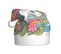 WHJSSF Graziosi arcobaleni e unicorni che stampano cappelli di Natale della peluche degli uomini e delle donne, cappellini adulti del partito di festa di Capodanno