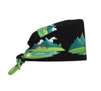 WHJSSF Green Land Under The Blue Sky, berretto da lavoro per donne e uomini, regolabile, assorbente, traspirante