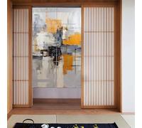 WHJSSF Grigio e Giallo Astratto Pittura Stampato Porta Tenda Divisoria Splicing Protezione della privacy adatta per cucina, bagno, stanza 86,4 x 142,2 cm