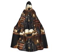WHJSSF Grimoire Strange World Prints, mantello con cappuccio per Halloween, per adulti, per giochi di ruolo, costumi da palcoscenico, feste, facile da pulire
