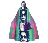 WHJSSF Hacker Era Prints, mantello con cappuccio per Halloween, per adulti, per giochi di ruolo, costumi da palcoscenico, feste, facile da pulire