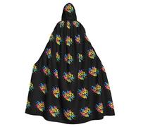 WHJSSF Happy 2025 Prints, mantello con cappuccio per adulti, per Halloween, super grande, senza cerniera