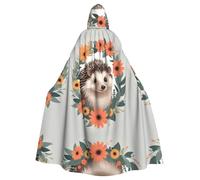 WHJSSF Hedgehog In Floral Wreath Stampa Halloween Adulto Capo con Cappuccio Super Large Mantello Con Cappuccio
