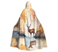 WHJSSF Il mantello con cappuccio per adulti di Halloween con immagine di cervo è un mantello super grande, confortevole e resistente