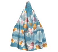 WHJSSF Il mantello con cappuccio per adulti di Halloween con immagine di uova di Pasqua tra le nuvole è un mantello super grande, confortevole e resistente