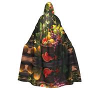 WHJSSF Il mantello con cappuccio per adulti di Halloween con immagini di piante e frutta è un mantello super grande, confortevole e resistente