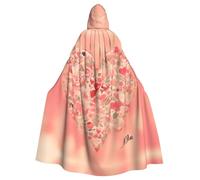 WHJSSF Il mantello con cappuccio per adulti di Halloween con stampa floreale a cuore rosso è un mantello super grande, comodo e resistente