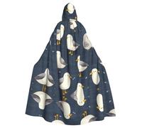 WHJSSF Il mantello con cappuccio per adulti di Halloween con stampe di gabbiano è un mantello super grande, confortevole e resistente