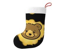 WHJSSF Il piccolo orso nella polvere d'oro Modello Natale calzini decorativi per memorizzare carte regalo, caramelle, piccoli giocattoli