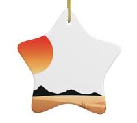 WHJSSF Il sole rosso nel deserto stampato Natale in ceramica ciondolo ornamento stella facile da appendere, molto adatto per decorare alberi di Natale