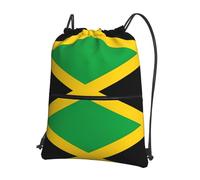 WHJSSF Jamaica Flag Prints, zaino con coulisse e cerniera, leggero, impermeabile, con tasca frontale e organizer interno, perfetto per viaggi, yoga ed escursioni