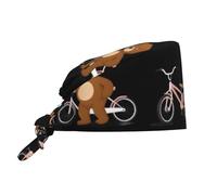 WHJSSF Little Brown Bear Next to The Bicycle Prints, berretto da lavoro per donne e uomini, regolabile, assorbe il sudore e traspirante