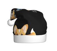 WHJSSF Little Corgi che gioca con una macchina Immagine Cappello di Natale per adulti Morbido e leggero Uso per feste