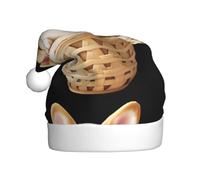 WHJSSF Little Corgi In A Woven Basket Pattern Cappello Di Natale | per adulti, coperta festiva con pompon soffice, accessorio per costume da festa