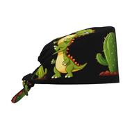 WHJSSF Little Dinosaur Next to The Cactus Prints, berretto da lavoro per donne e uomini, regolabile, assorbe il sudore, traspirante, nero