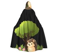 WHJSSF Little Hedgehog Under The Flower Tree Prints, mantello con cappuccio per Halloween, per adulti, mantello con cappuccio super grande, senza cerniera