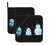 WHJSSF Little Monster Next to The Snowman Prints, tappetino isolante quadrato (set da due pezzi) per la rimozione del coperchio della cucina, forni a microonde, forni, con corda laterale per appendere