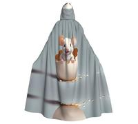 WHJSSF Little Mouse In Eggshell stampato adulto Halloween giacca con cappuccio mantello lungo partito mantello adatto per uomini e donne
