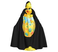 WHJSSF Little Yellow Duck on the Easter Egg Pattern Halloween Adulto Mantello con Cappuccio Mantello con Papillon per feste in costume Cosplay