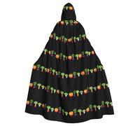 WHJSSF Mantello con cappuccio colorato per adulti con stampa di mondo vegetale dei cartoni animati per Halloween, per giochi di ruolo, costumi da palcoscenico, feste, facile da pulire
