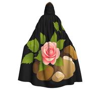 WHJSSF Mantello con cappuccio con papillon per adulti, motivo rose on the rocks, per Halloween, feste in costume, cosplay