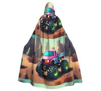 WHJSSF Mantello con cappuccio con papillon per Halloween, per adulti, motivo: Monster Trucks, per feste in costume, cosplay