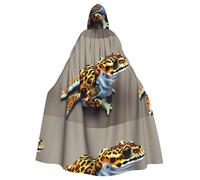 WHJSSF Mantello con cappuccio leopardato con stampa di piccolo geco per Halloween, per adulti, per giochi di ruolo, costumi da palcoscenico, feste, facile da pulire