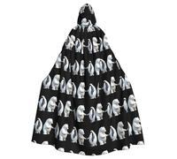 WHJSSF Mantello con cappuccio per adulti con pinguino orso polare che si tiene per mano, per Halloween, feste in costume, cosplay