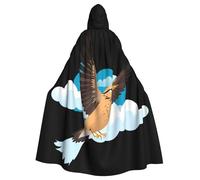 WHJSSF Mantello con cappuccio per adulti con stampa del passero attraverso le nuvole - Mantello con cappuccio super grande senza cerniera
