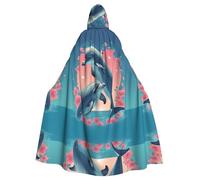 WHJSSF Mantello con cappuccio per adulti, con stampa delfini innamorati, per Halloween, super grande