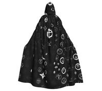 WHJSSF Mantello con cappuccio per adulti, con stampa dell'universo, colore bianco e nero, per Halloween, con cappuccio, senza cerniera