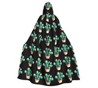WHJSSF Mantello con cappuccio per adulti con stampa di cactus tra le spine incandescente per giochi di ruolo, costumi da palcoscenico, feste, facile da pulire