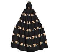 WHJSSF Mantello con cappuccio per adulti con stampa di cuccioli e gattini che parlano di Halloween, mantello con cappuccio super grande senza cerniera