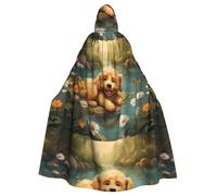 WHJSSF Mantello con cappuccio per adulti con stampa di cucciolo sdraiato sul bordo dell'acqua per varie feste e carnevale