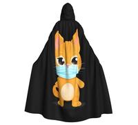 WHJSSF Mantello con cappuccio per adulti con stampa di gattino che indossa una maschera, per giochi di ruolo, costumi da palcoscenico, feste, facile da pulire