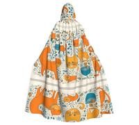 WHJSSF Mantello con cappuccio per adulti con stampa di gatto arancione con papillon per feste in costume, cosplay