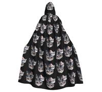 WHJSSF Mantello con cappuccio per adulti con stampa di gatto che guarda intorno, per giochi di ruolo, costumi da palcoscenico, feste, facile da pulire
