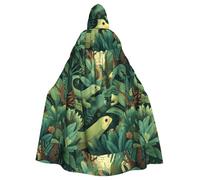 WHJSSF Mantello con cappuccio per adulti con stampa di lucertole nella foresta pluviale, mantello con cappuccio super grande, senza cerniera