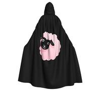 WHJSSF Mantello con cappuccio per adulti, con stampa di pecorelle rosa, per Halloween, super grande, senza cerniera