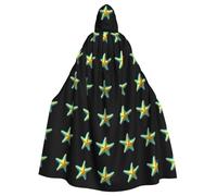 WHJSSF Mantello con cappuccio per adulti con stampa di stelle marine fluorescenti dorate, per Halloween, mantello con cappuccio super grande senza cerniera