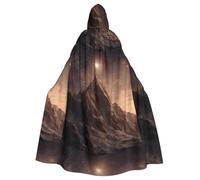 WHJSSF Mantello con cappuccio per adulti con stampa di stelle sopra le montagne, per Halloween, con cappuccio, senza cerniera