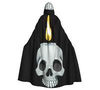 WHJSSF Mantello con cappuccio per adulti con stampa di teschio bruciante, per Halloween, mantello con cappuccio super grande senza cerniera