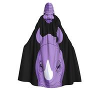 WHJSSF Mantello con cappuccio per adulti con stampa di testa di rinoceronte viola, per Halloween, mantello con cappuccio super grande, senza cerniera