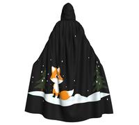 WHJSSF Mantello con cappuccio per adulti, con stampa Little Fox Under the Snow, per Halloween, con cappuccio, senza cerniera