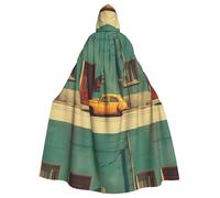 WHJSSF Mantello con cappuccio per adulti con stampa retrò Street Prints per giochi di ruolo, costumi da palcoscenico, feste, facile da pulire