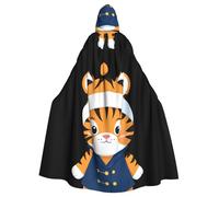 WHJSSF Mantello con cappuccio per adulti Little Tiger che indossa un berretto da notte, con stampa, per Halloween, super grande, senza cerniera