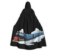 WHJSSF Mantello con cappuccio per adulti, motivo treno che passa attraverso le nuvole, per Halloween, con cappuccio, senza cerniera