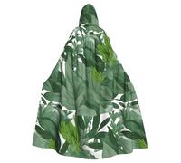 WHJSSF Mantello con cappuccio per Halloween, con motivo floreale, foglie e rami di salvia verde, per adulti, con cappuccio, con papillon, senza cerniera